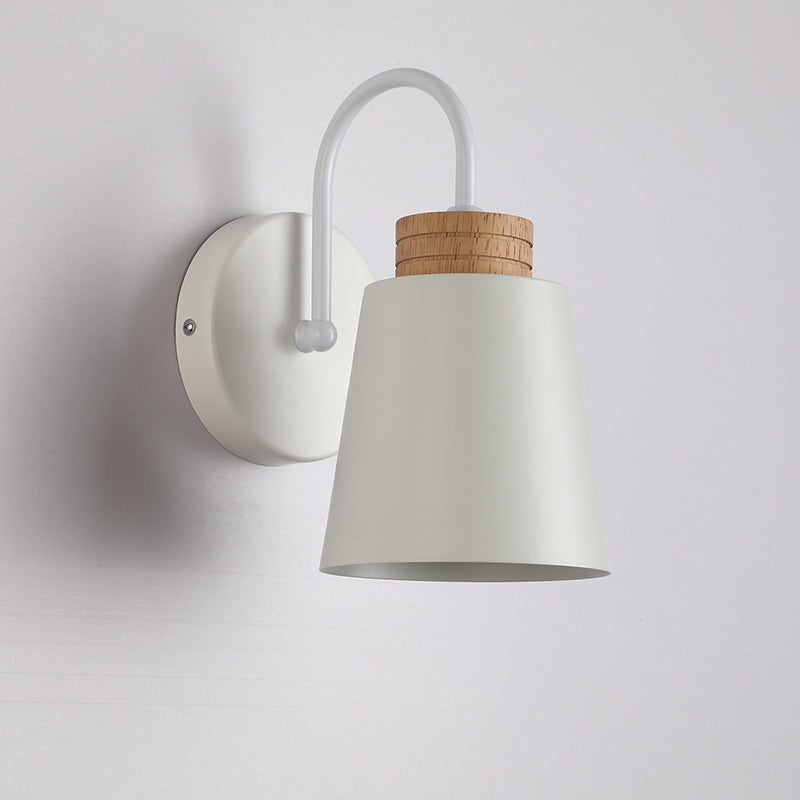 Nordic Cylindrical Wood Iron 1-Light Wall Sconce Lamp