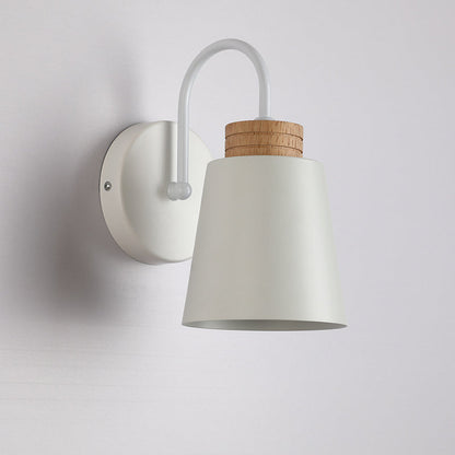 Nordic Cylindrical Wood Iron 1-Light Wall Sconce Lamp