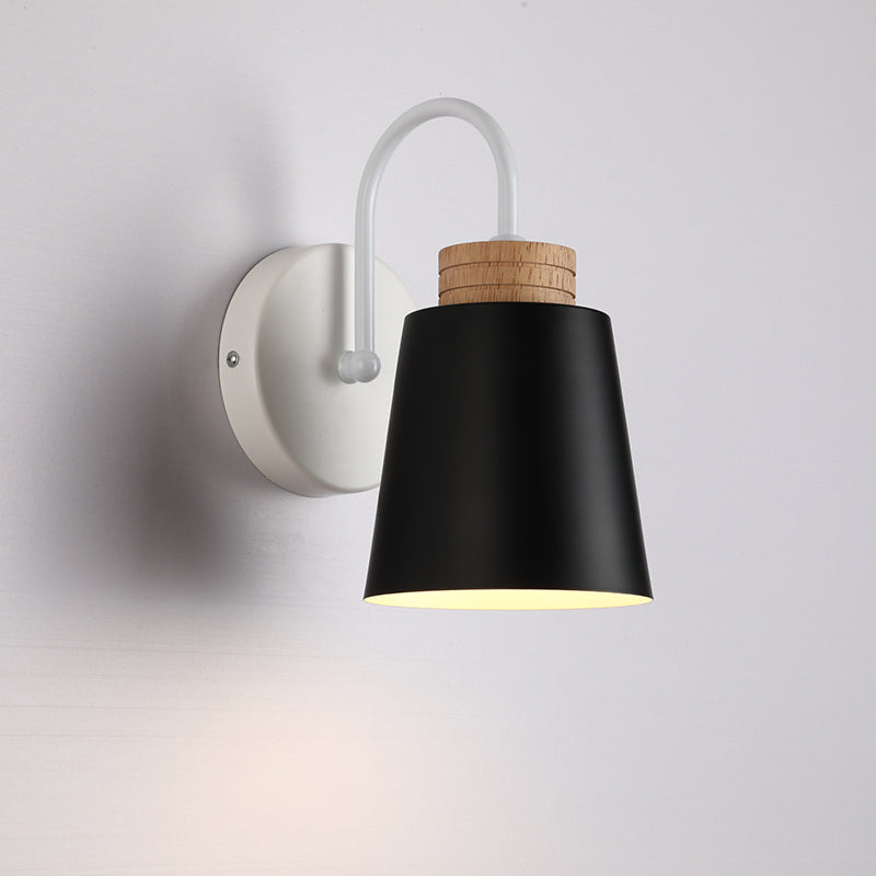 Nordic Cylindrical Wood Iron 1-Light Wall Sconce Lamp