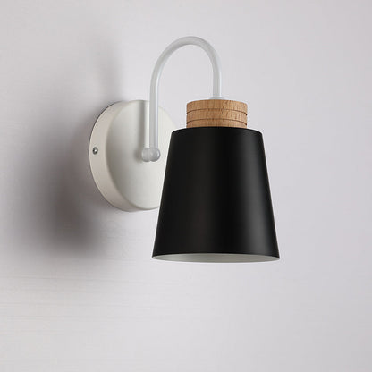 Nordic Cylindrical Wood Iron 1-Light Wall Sconce Lamp