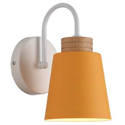 Nordic Cylindrical Wood Iron 1-Light Wall Sconce Lamp
