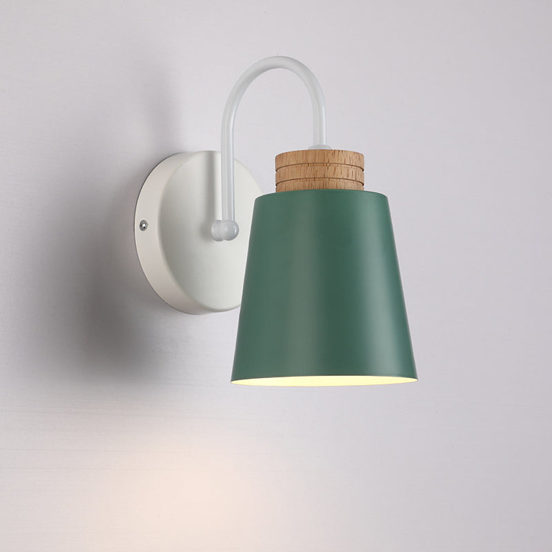 Nordic Cylindrical Wood Iron 1-Light Wall Sconce Lamp