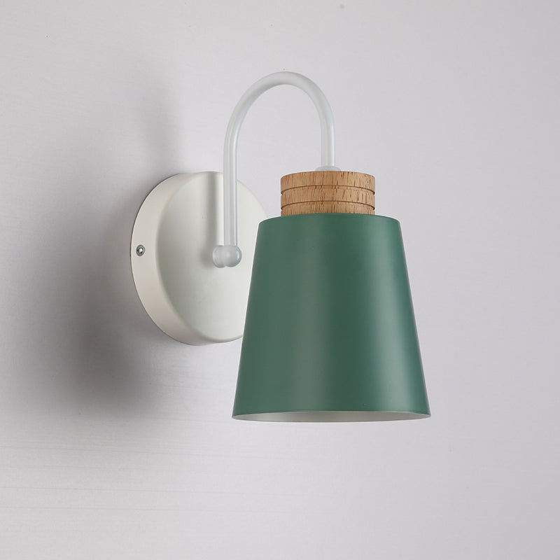 Nordic Cylindrical Wood Iron 1-Light Wall Sconce Lamp