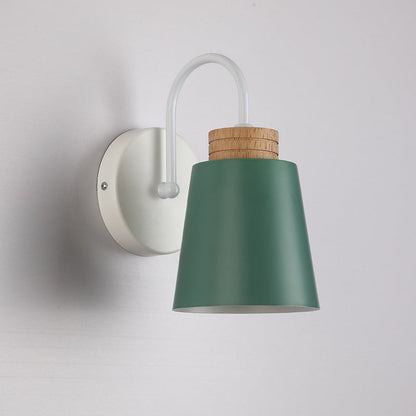 Nordic Cylindrical Wood Iron 1-Light Wall Sconce Lamp