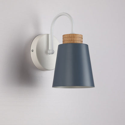 Nordic Cylindrical Wood Iron 1-Light Wall Sconce Lamp