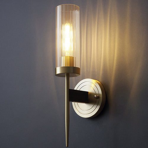 Retro Copper Glass Linear 1/2 Light Wall Sconce Lamp