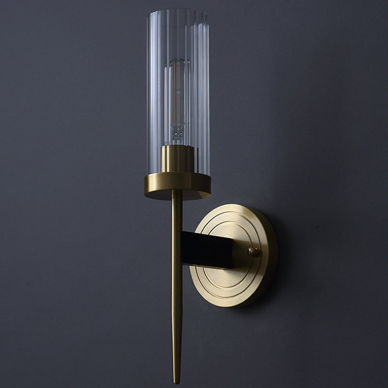 Retro Copper Glass Linear 1/2 Light Wall Sconce Lamp