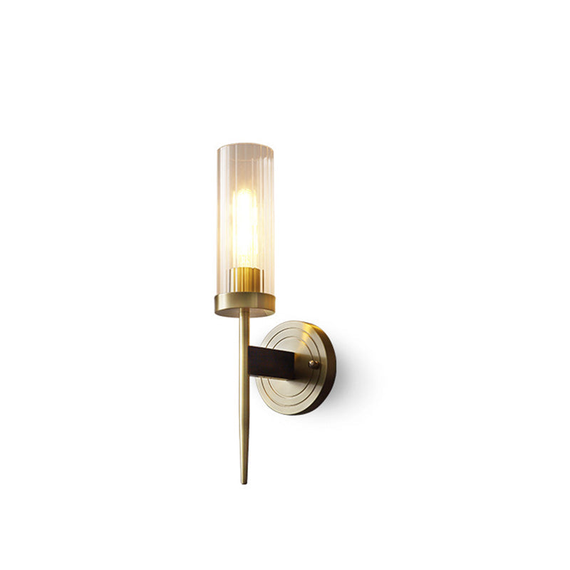 Retro Copper Glass Linear 1/2 Light Wall Sconce Lamp