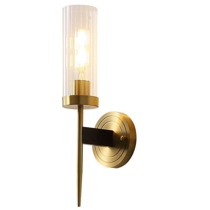 Retro Copper Glass Linear 1/2 Light Wall Sconce Lamp