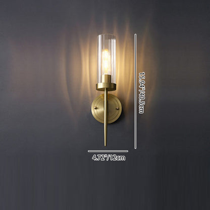Retro Copper Glass Linear 1/2 Light Wall Sconce Lamp