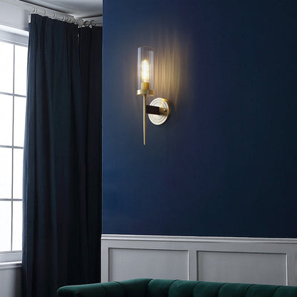Retro Copper Glass Linear 1/2 Light Wall Sconce Lamp