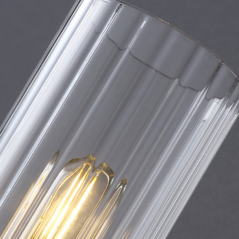Retro Copper Glass Linear 1/2 Light Wall Sconce Lamp