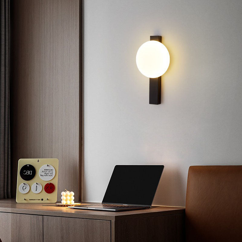 Modern Minimalist Iron Plastic Round LED Wall Sconce Lamp