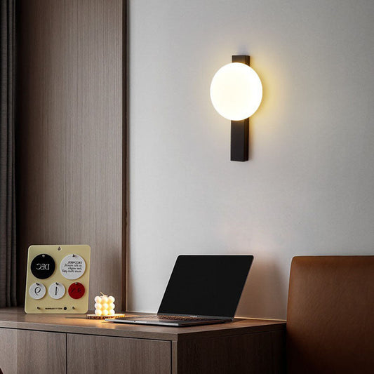 Modern Minimalist Iron Plastic Round LED Wall Sconce Lamp