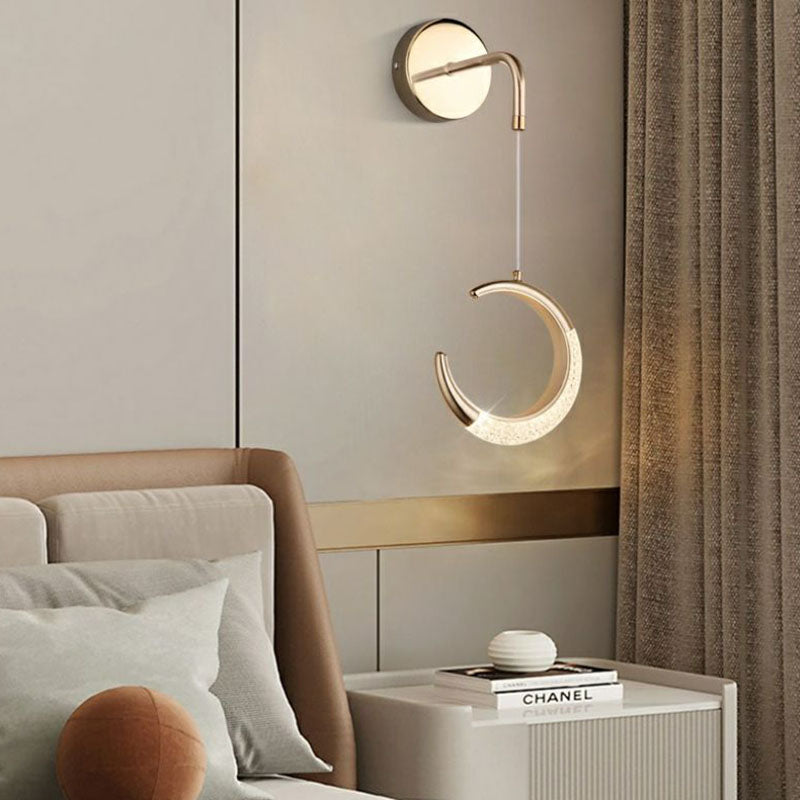 Minimalist PVC Metal Acrylic Moon LED Wall Sconce Lamp