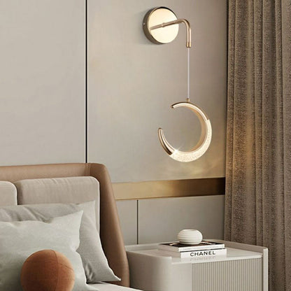 Minimalist PVC Metal Acrylic Moon LED Wall Sconce Lamp
