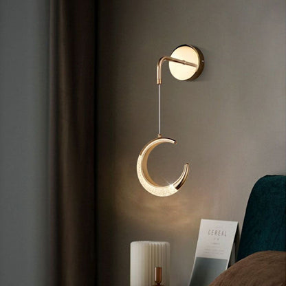Minimalist PVC Metal Acrylic Moon LED Wall Sconce Lamp