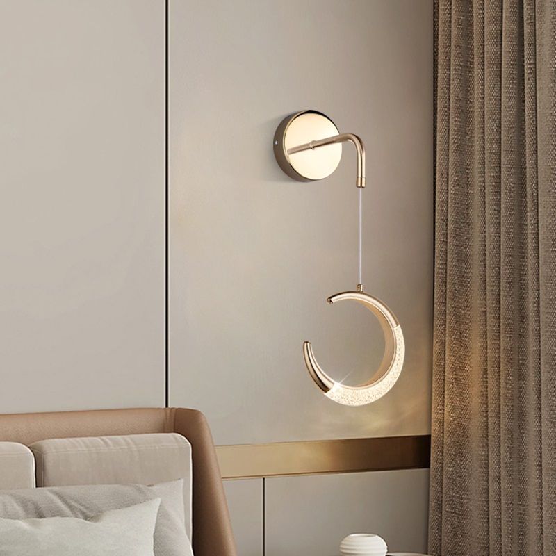 Minimalist PVC Metal Acrylic Moon LED Wall Sconce Lamp