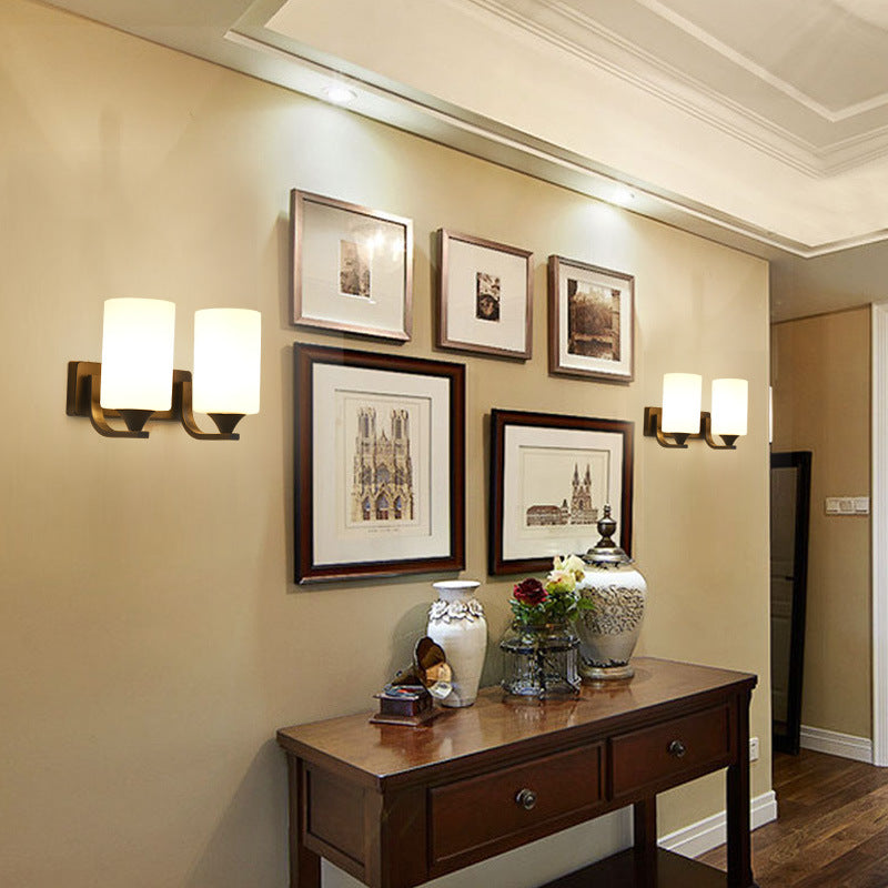Minimalist Iron Glass Linear 1/2 Light Wall Sconce Lamp