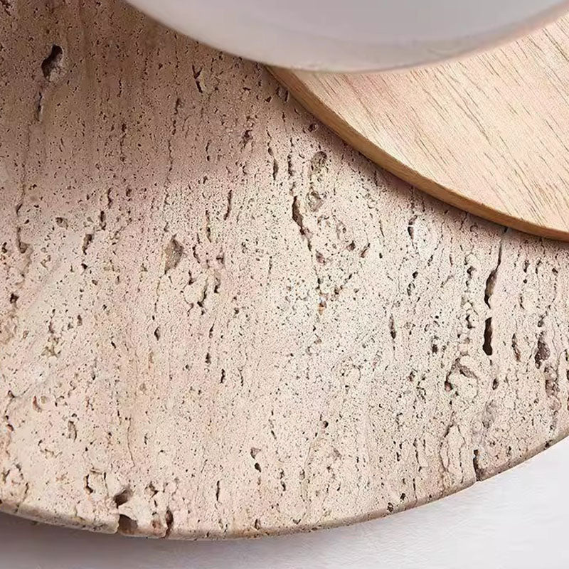 Japanese Glass Wood Round 1-Light Wall Sconce Lamp
