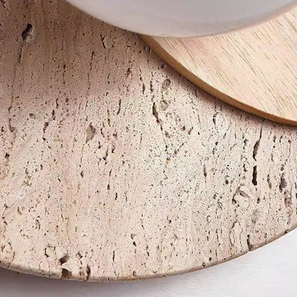 Japanese Glass Wood Round 1-Light Wall Sconce Lamp