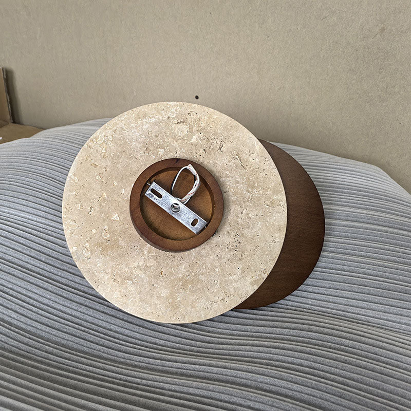 Japanese Glass Wood Round 1-Light Wall Sconce Lamp