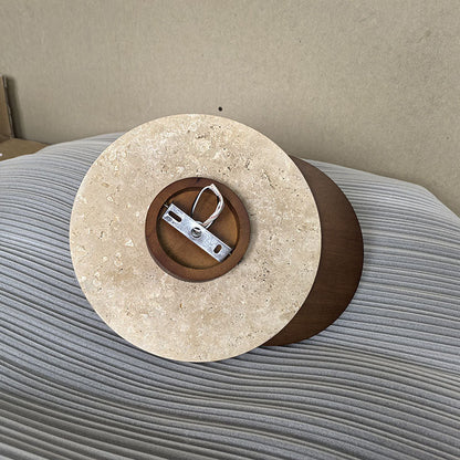 Japanese Glass Wood Round 1-Light Wall Sconce Lamp