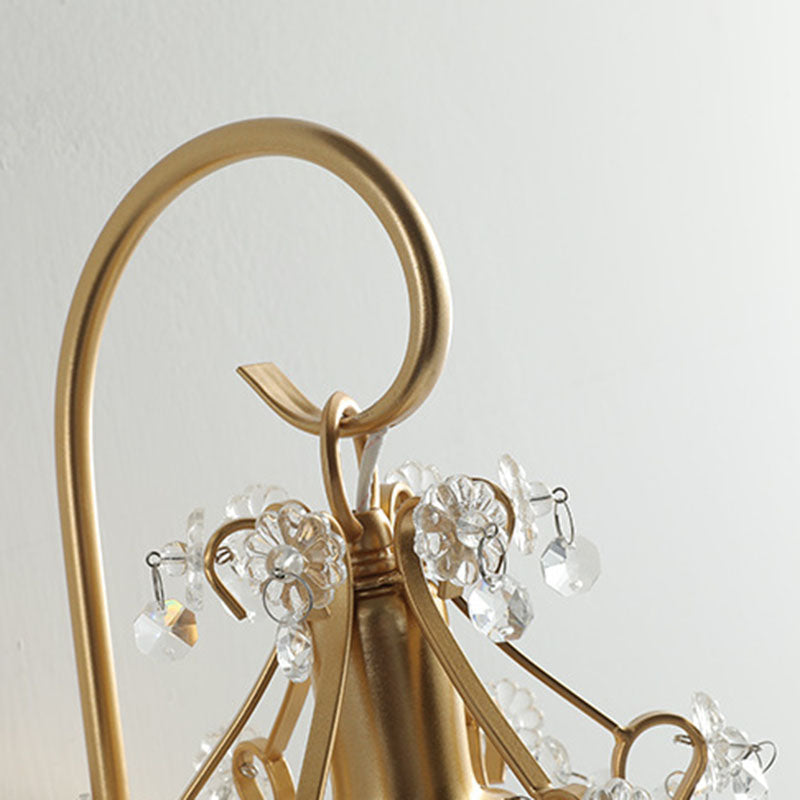 French Iron Crystal Round 1-Light Wall Sconce Lamp