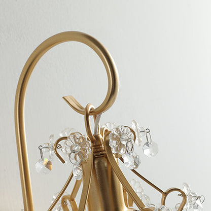 French Iron Crystal Round 1-Light Wall Sconce Lamp