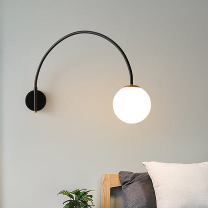 Scandinavian Iron Glass Long Stick 1-Light Wall Sconce Lamp