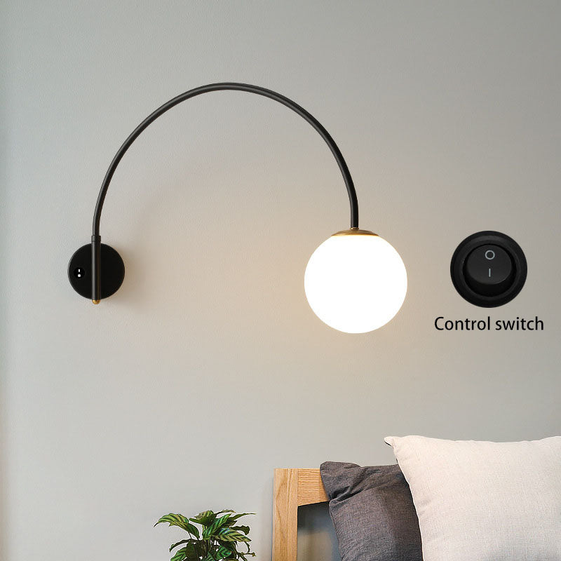 Scandinavian Iron Glass Long Stick 1-Light Wall Sconce Lamp