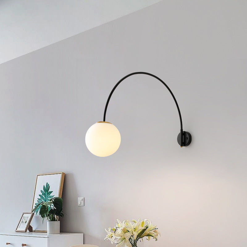 Scandinavian Iron Glass Long Stick 1-Light Wall Sconce Lamp