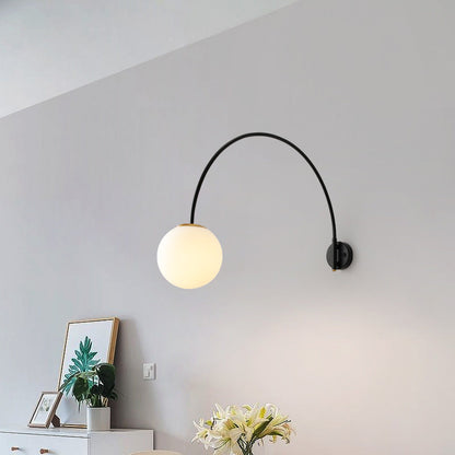 Scandinavian Iron Glass Long Stick 1-Light Wall Sconce Lamp