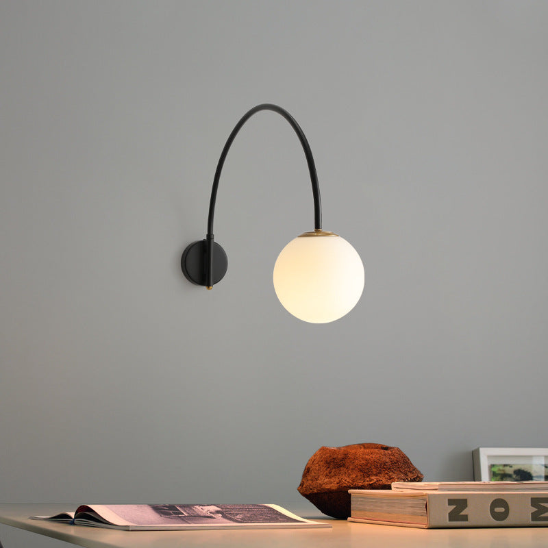 Scandinavian Iron Glass Long Stick 1-Light Wall Sconce Lamp