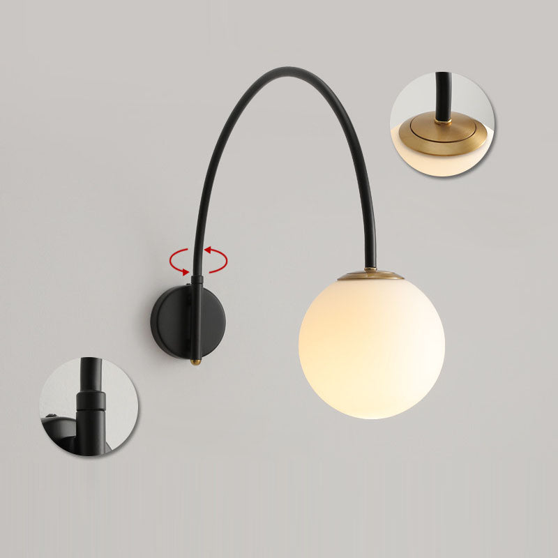 Scandinavian Iron Glass Long Stick 1-Light Wall Sconce Lamp