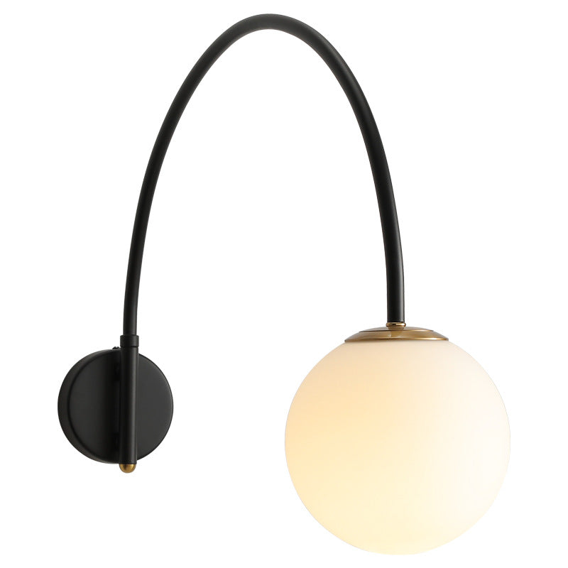 Scandinavian Iron Glass Long Stick 1-Light Wall Sconce Lamp
