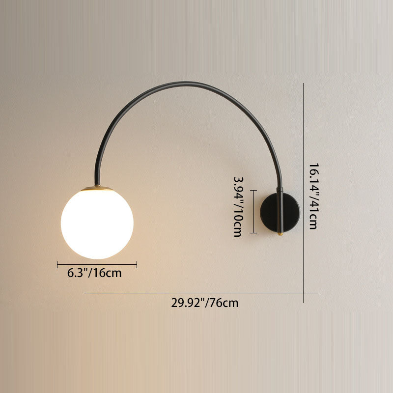 Scandinavian Iron Glass Long Stick 1-Light Wall Sconce Lamp