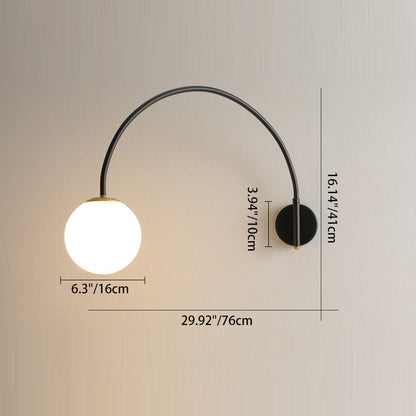 Scandinavian Iron Glass Long Stick 1-Light Wall Sconce Lamp