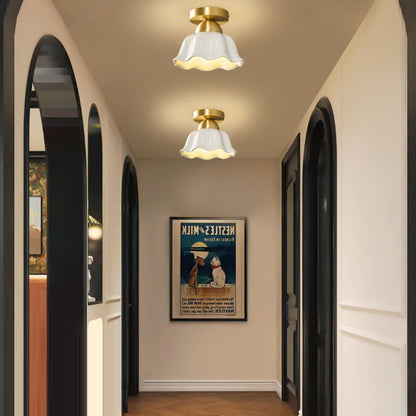 Contemporary Ceramic Flower Ceiling Light