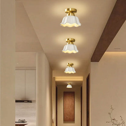 Contemporary Ceramic Flower Ceiling Light
