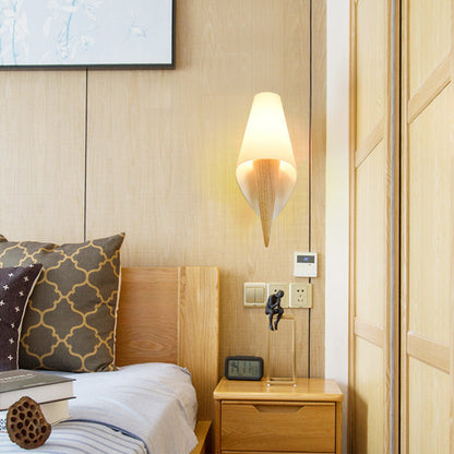 Scandinavian Wood Glass Ice Cream 1-Light Wall Sconce Lamp