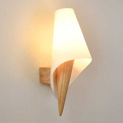 Scandinavian Wood Glass Ice Cream 1-Light Wall Sconce Lamp