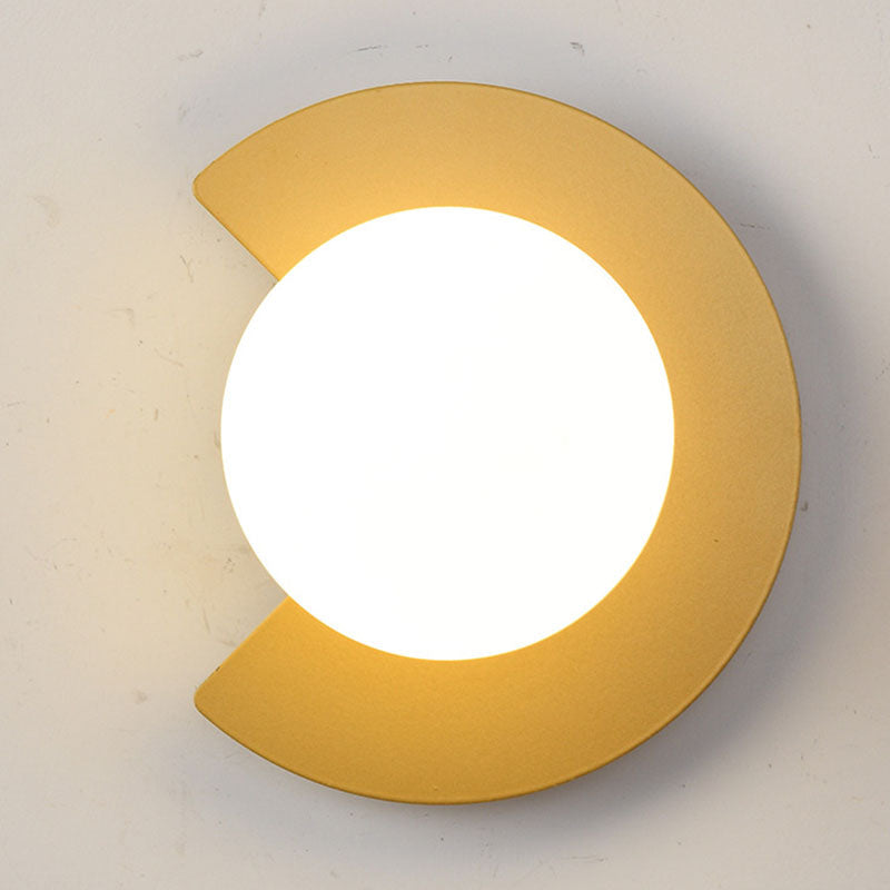 Iron Glass C-Shape Round 1-Light Wall Sconce Lamp