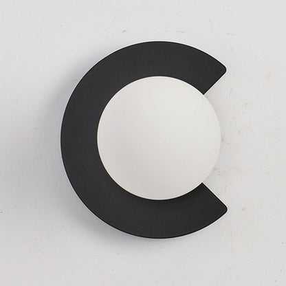 Iron Glass C-Shape Round 1-Light Wall Sconce Lamp