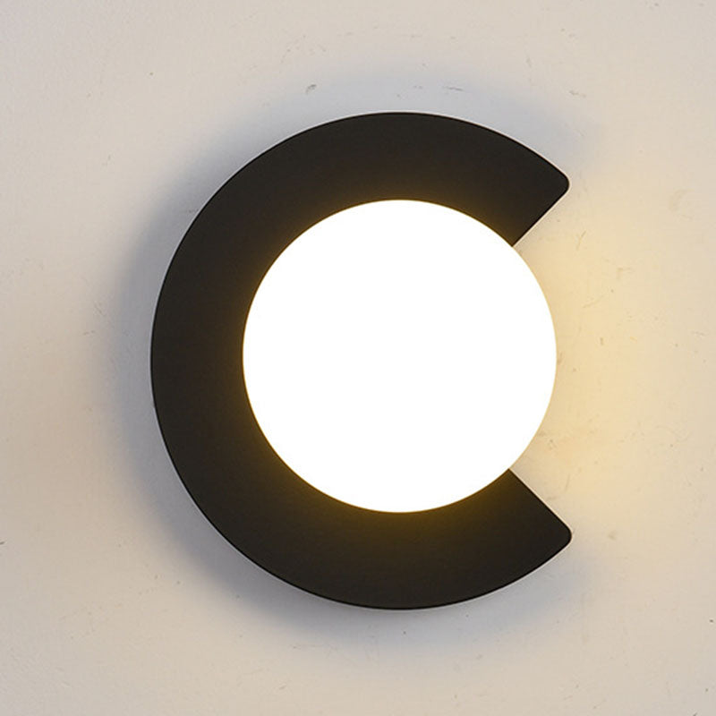 Iron Glass C-Shape Round 1-Light Wall Sconce Lamp