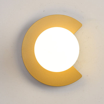 Iron Glass C-Shape Round 1-Light Wall Sconce Lamp