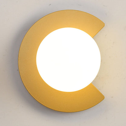 Iron Glass C-Shape Round 1-Light Wall Sconce Lamp