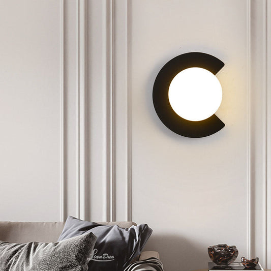 Iron Glass C-Shape Round 1-Light Wall Sconce Lamp