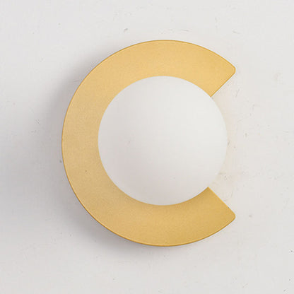 Iron Glass C-Shape Round 1-Light Wall Sconce Lamp