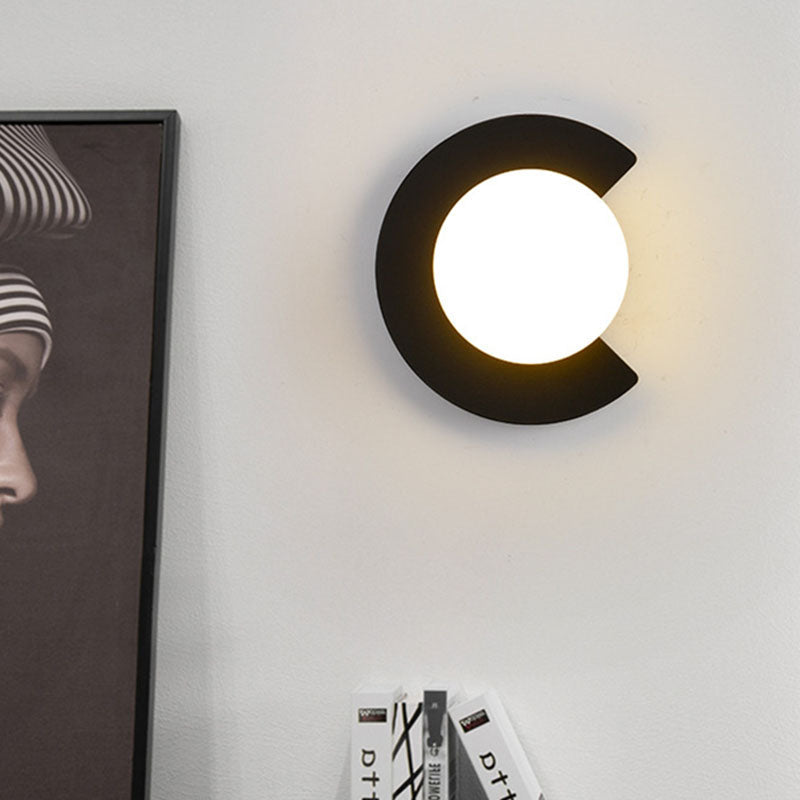 Iron Glass C-Shape Round 1-Light Wall Sconce Lamp